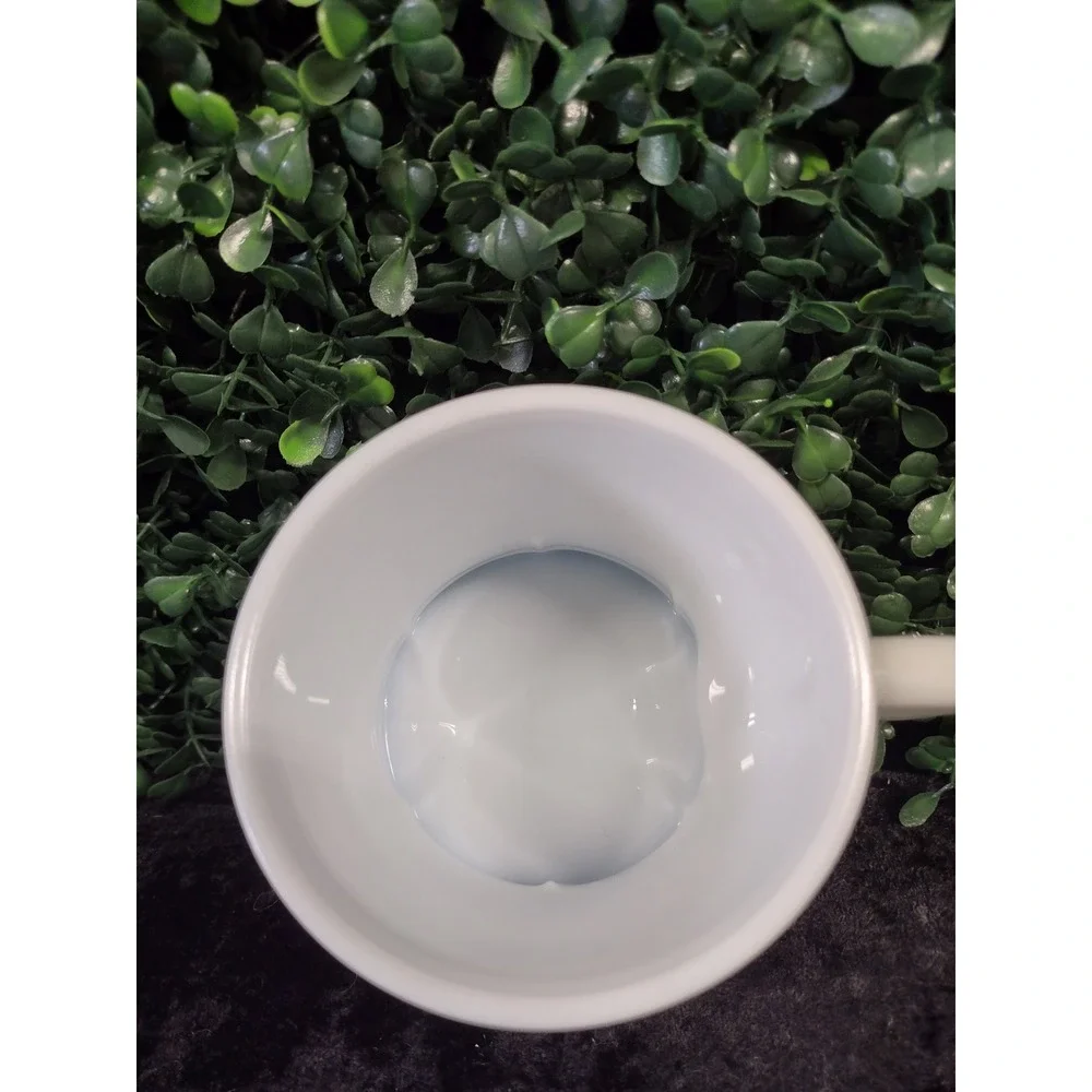 Vintage Surrey Milk Glass Shaving Mug 1903 Oldsmobile Blue Graphic Made in USA